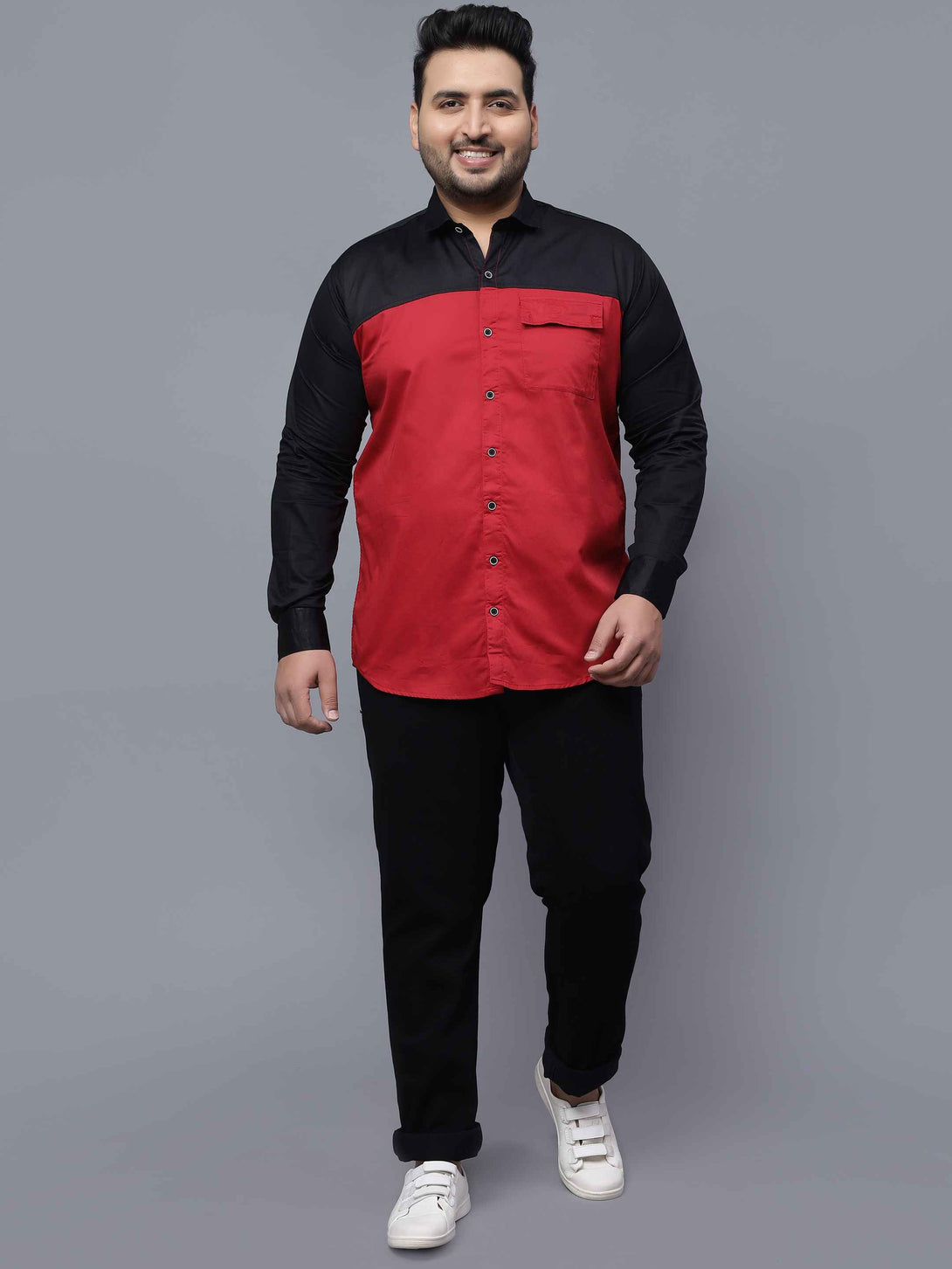 black red two color plus size shirt