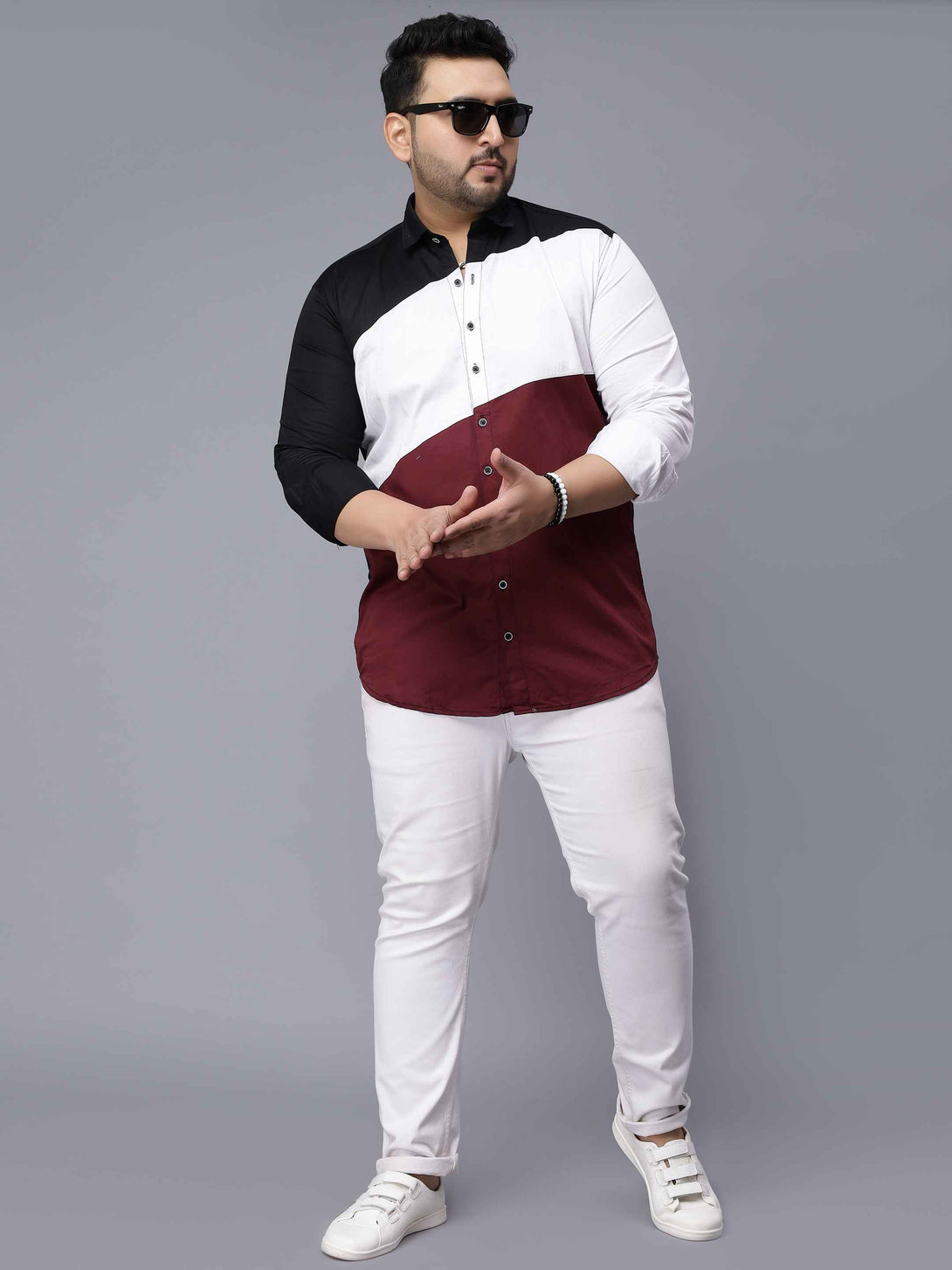 black white maroon three color plus size shirt