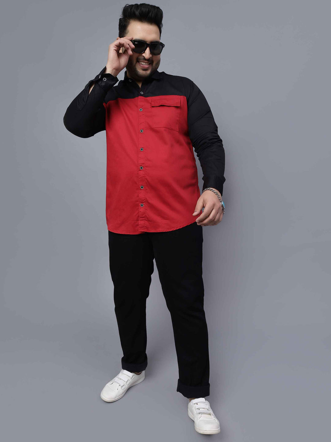 black red two color plus size shirt