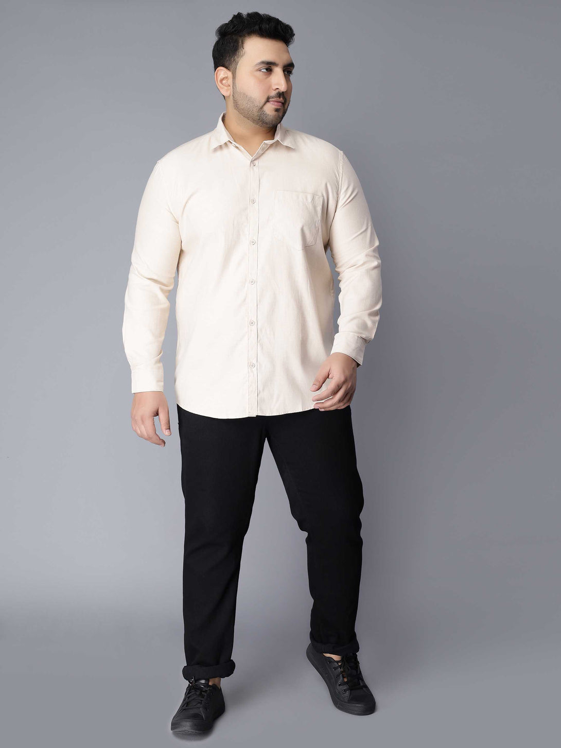 beige solid plus size shirt