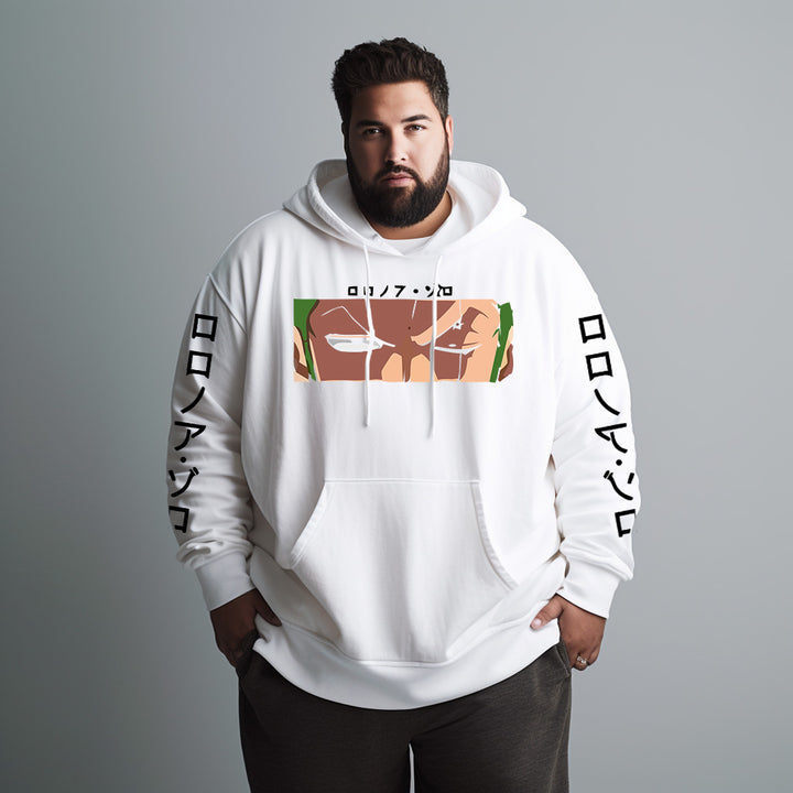 zoro one piece roronoa plus size hoodie white