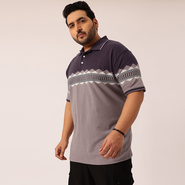 1White Melange Striped Polo T-shirt