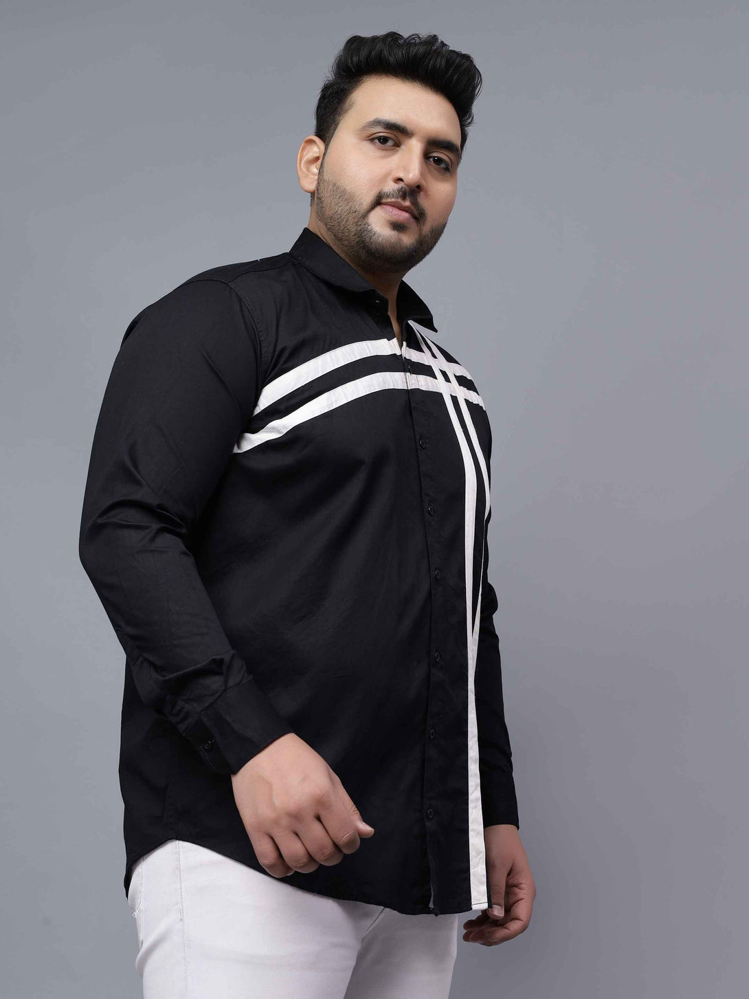 black white cut n sew plus size shirt