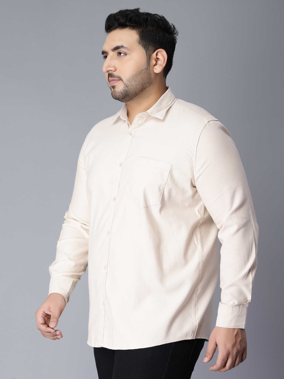 beige solid plus size shirt