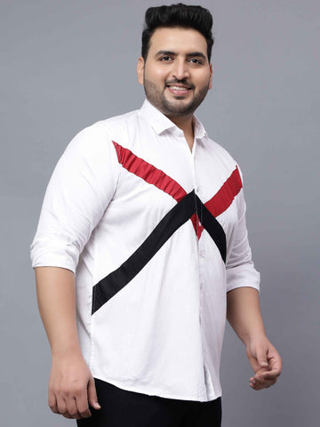 White Black Red Cut n Sew Plus Size Shirt