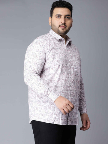 White Pink Printed Plus Size Shirt