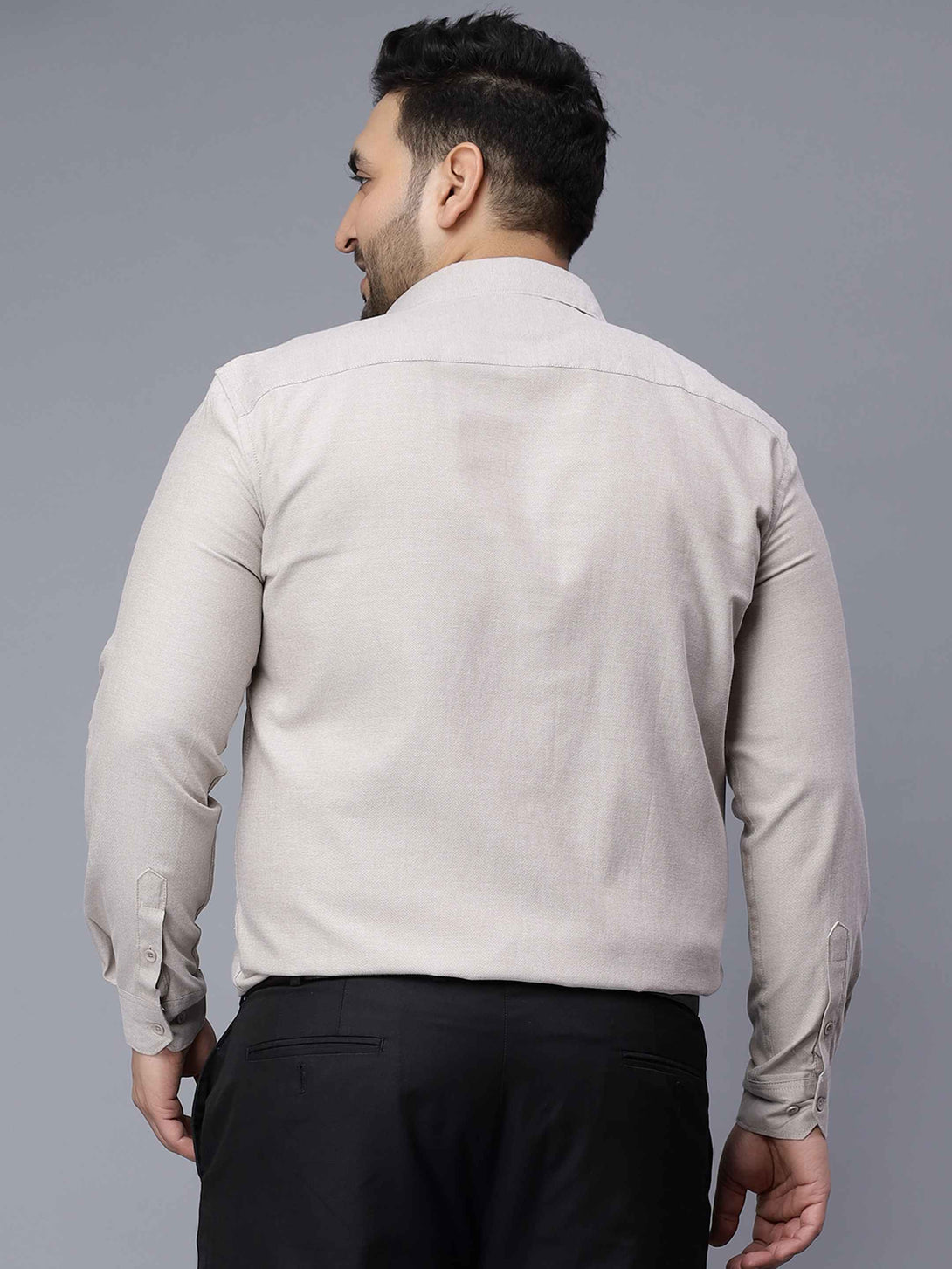 beige grey solid plus size shirt