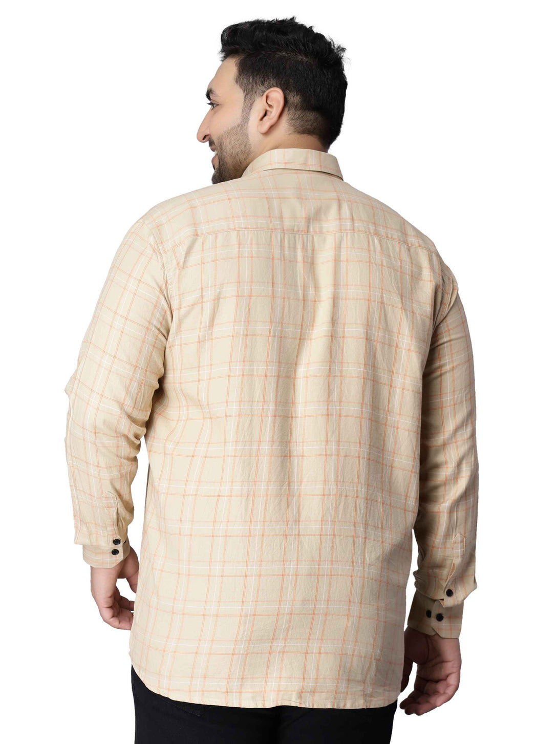 beige orange checkered plus size shirt