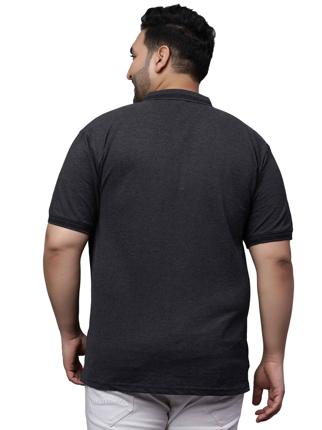 black melange plus size polo t shirt