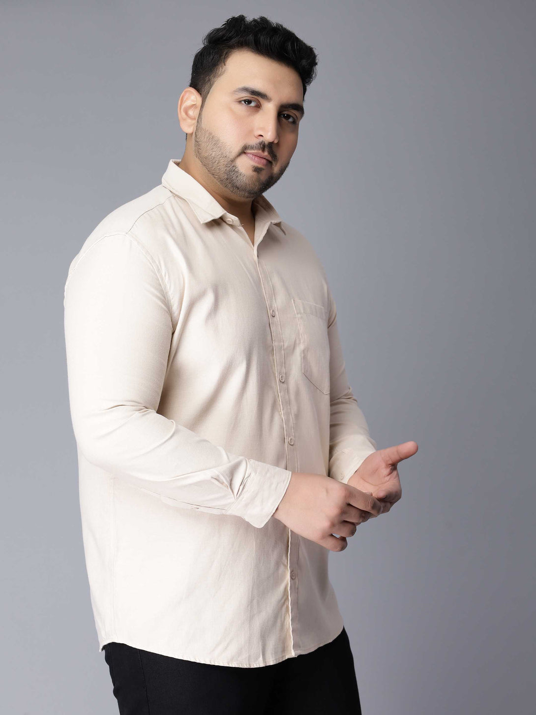 beige solid plus size shirt