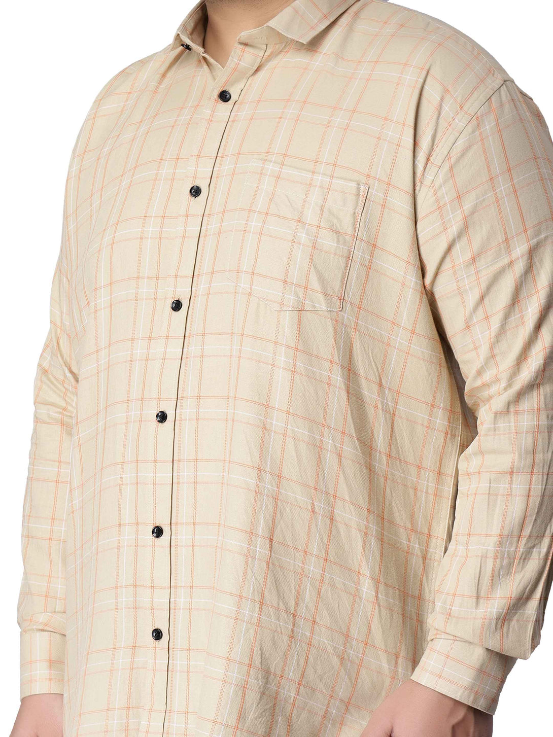 beige orange checkered plus size shirt