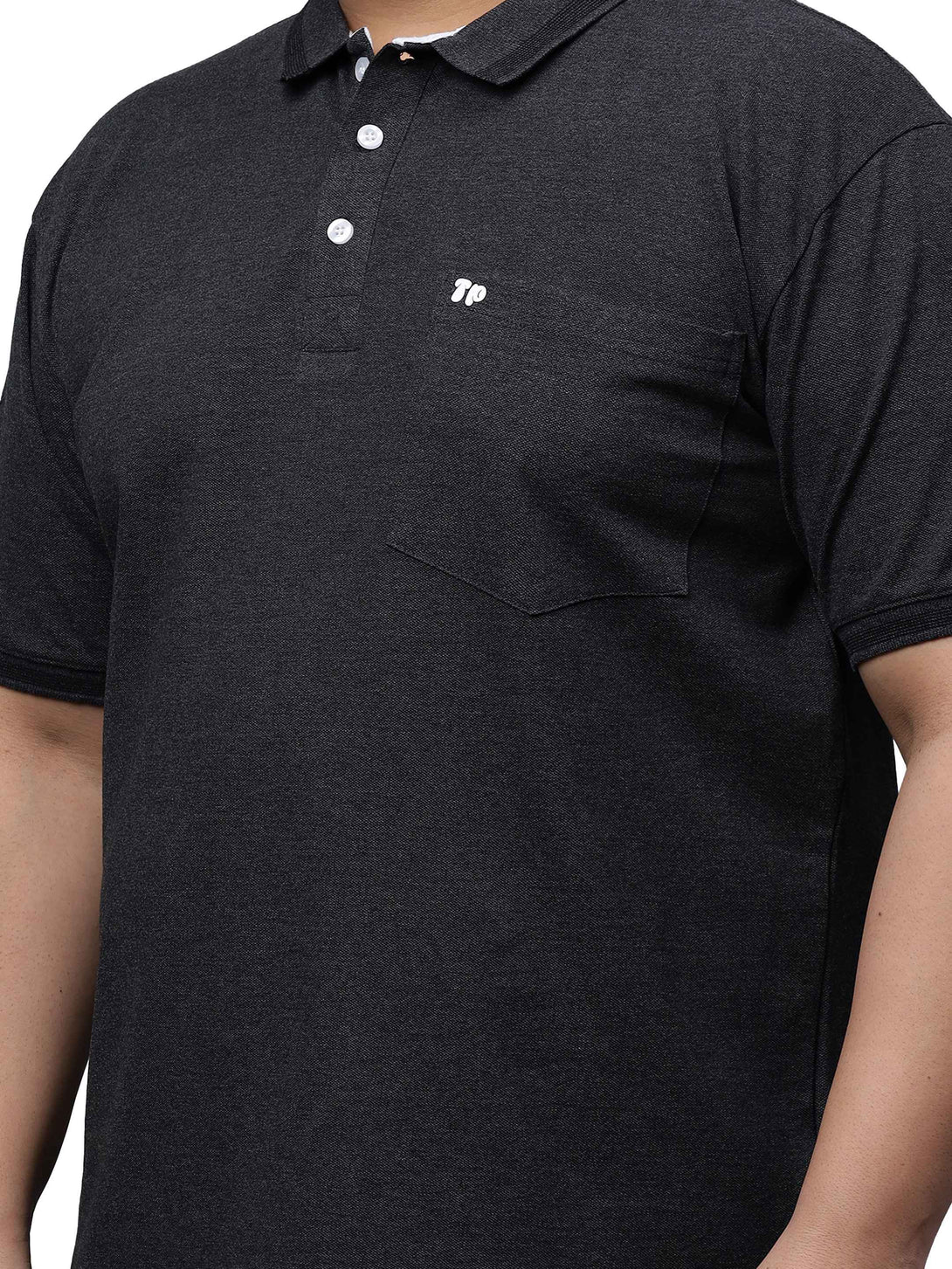 black melange plus size polo t shirt