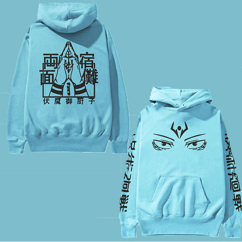 Jujutsu Kiasen Ryomen Sukuna Plus Size Hoodie Ice Blue