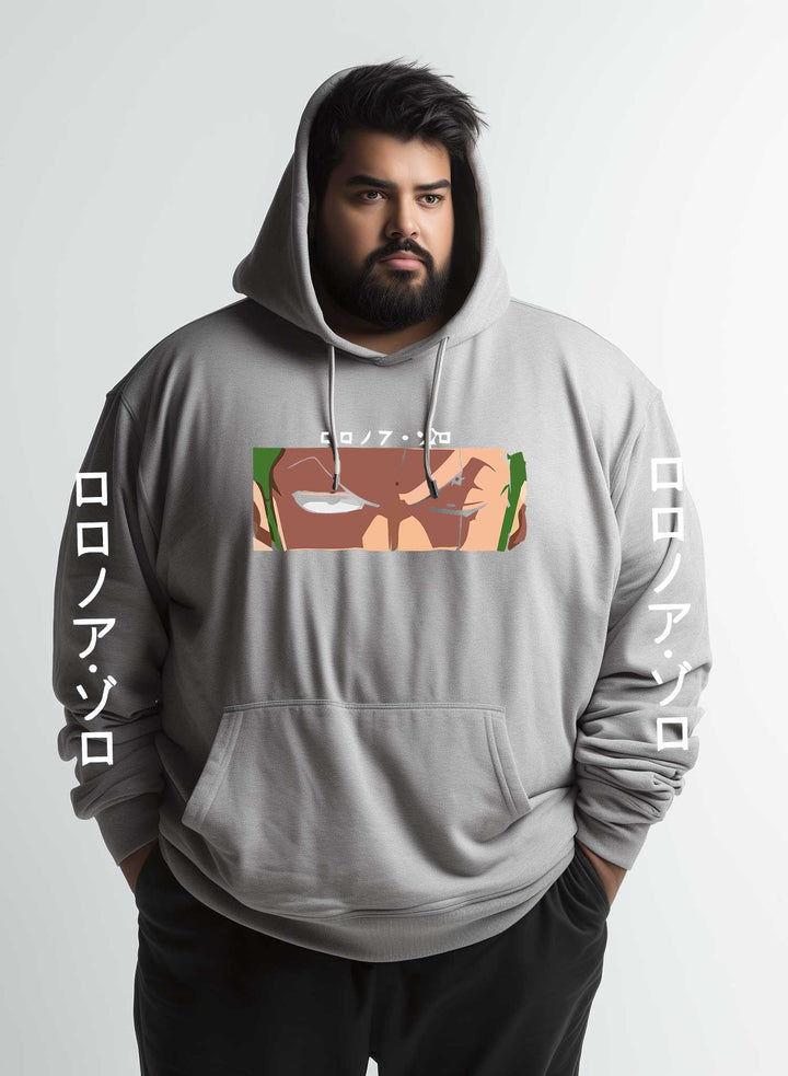 zoro one piece roronoa plus size hoodie grey