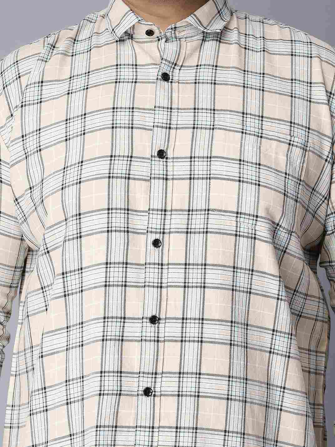 beige checkered plus size shirt