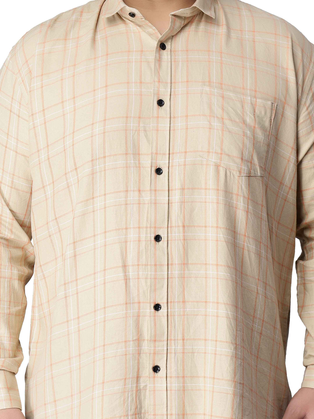 beige orange checkered plus size shirt