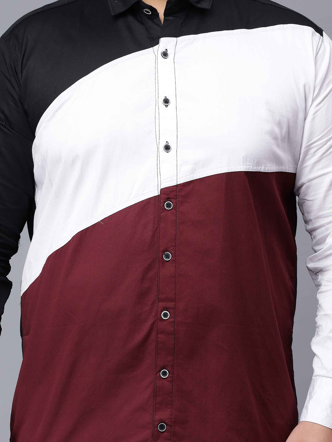 black white maroon three color plus size shirt