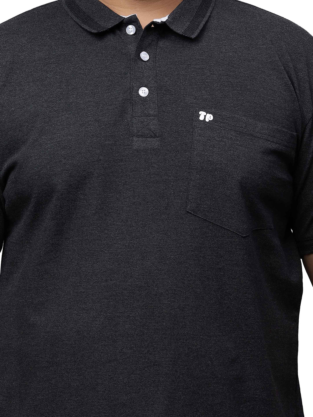 black melange plus size polo t shirt