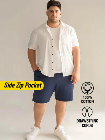 Solid Cotton Plus Size Shorts