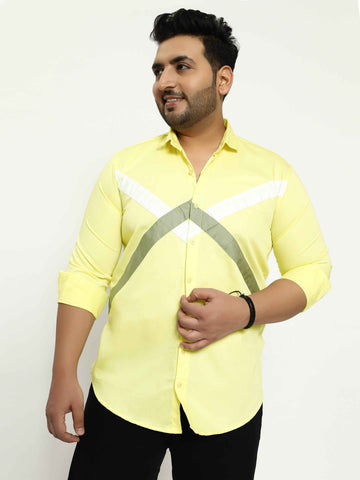 Lemon Yellow White Grey Cut n Sew Plus Size Shirt