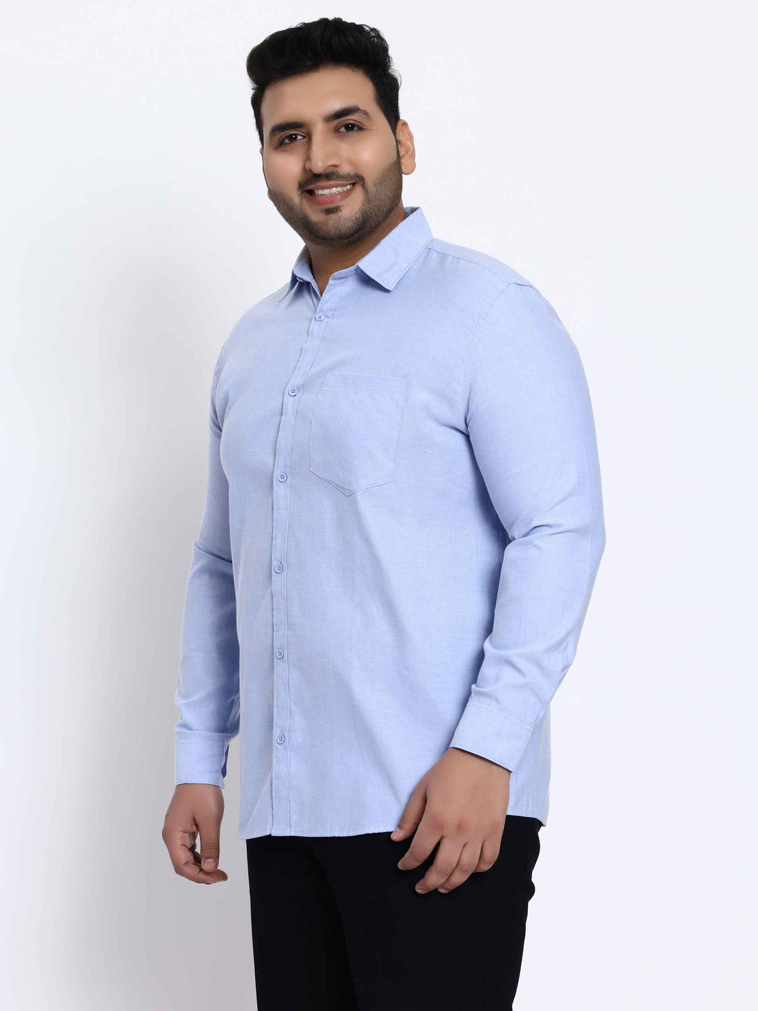 blue solid plus size shirt