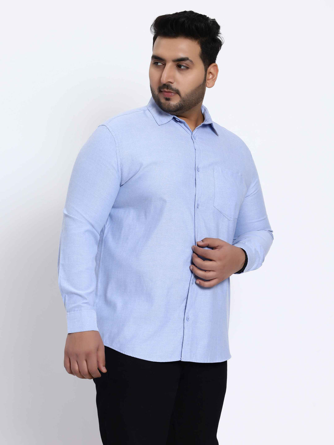 blue solid plus size shirt