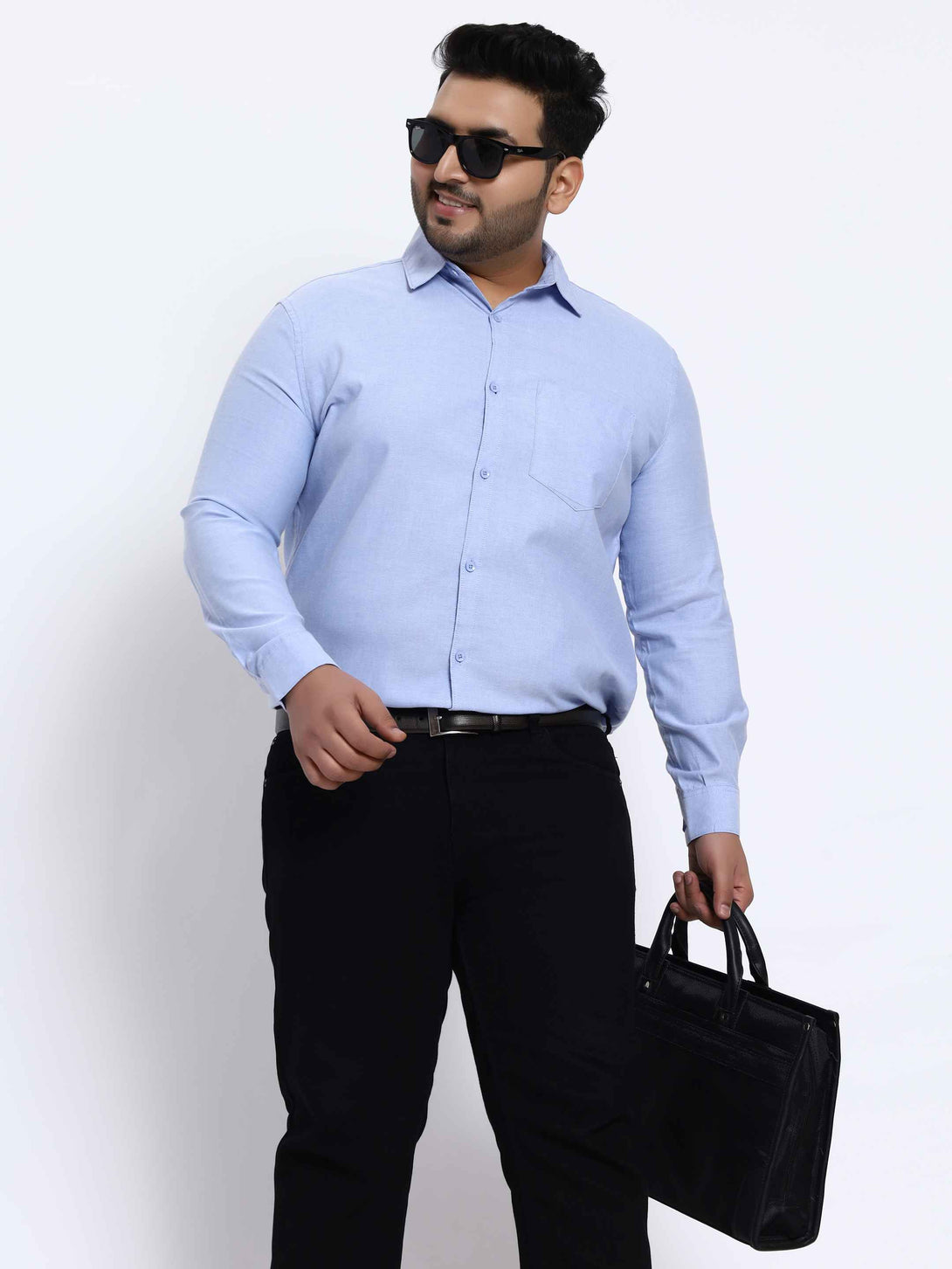 blue solid plus size shirt