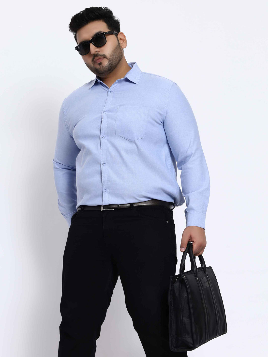 blue solid plus size shirt