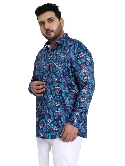 black digital floral print satin cotton shirt