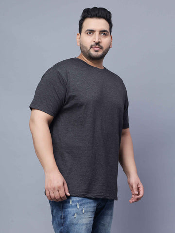 Black Melange  | Solid Round Neck Men's T-Shirt