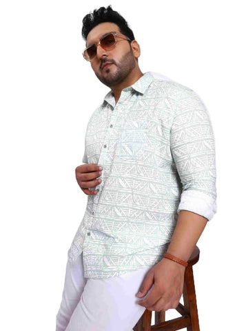 Light Green Printed Cotton Lee Shirt