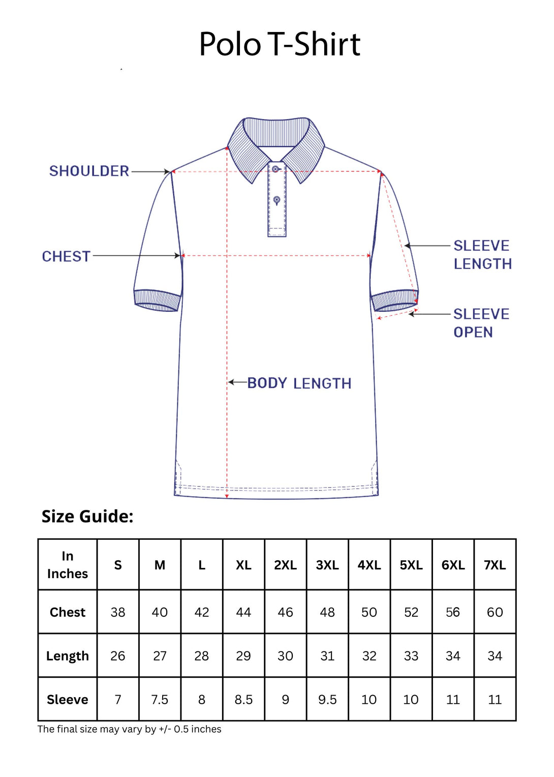 black melange plus size polo t shirt size chart