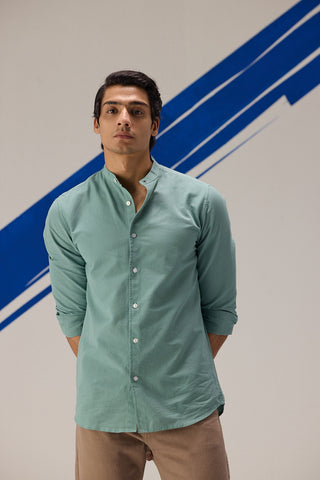 Solid Mandarian Collar Shirt