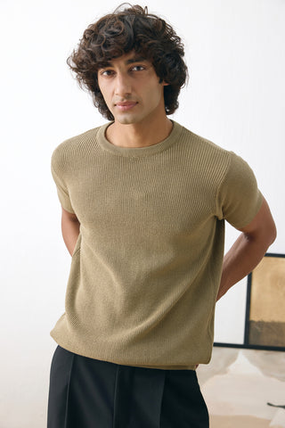 Textured  crew neck T-shirt