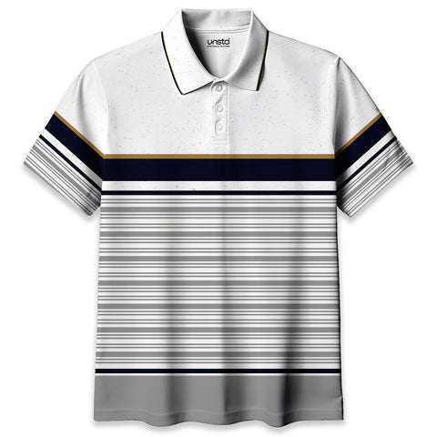 White Horizontal Striped Premium Polo T-shirt