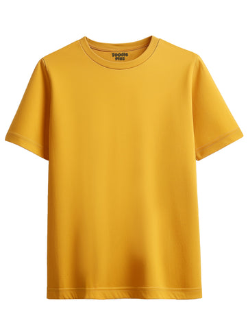 Mustard Yellow Solid Crew Neck Men's T-Shirt