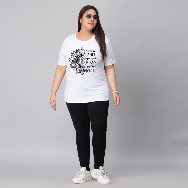 be the change sunflowe plus size women t shirt