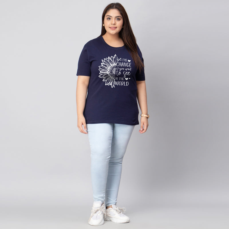 be the change sunflowe plus size women t shirt