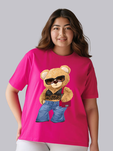 Outgoing Bear Plus Size Women T-Shirt