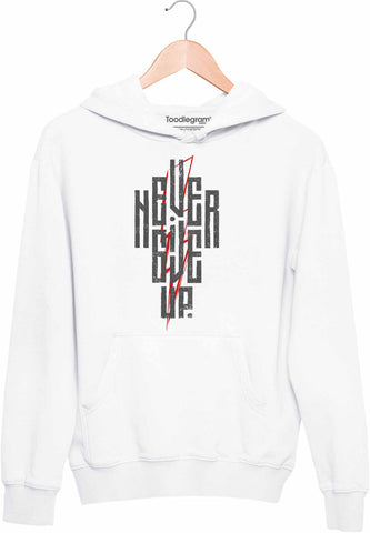 Never Give up Plus Hoodie White