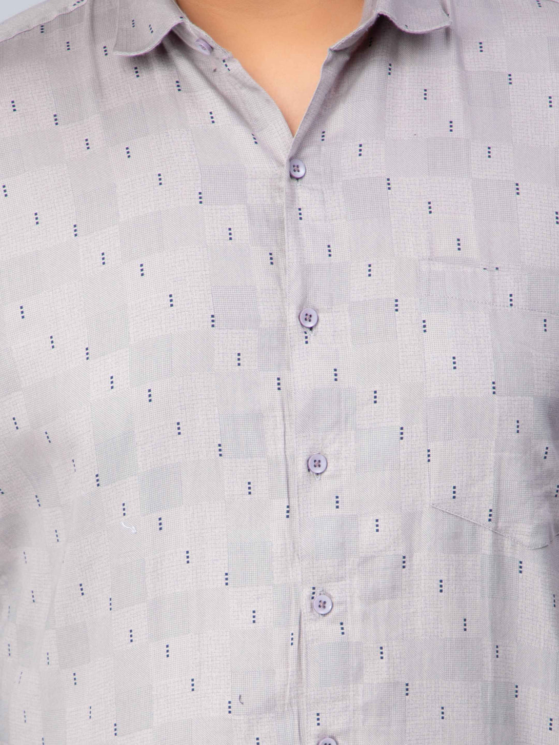 light grey square printed plus size shirt