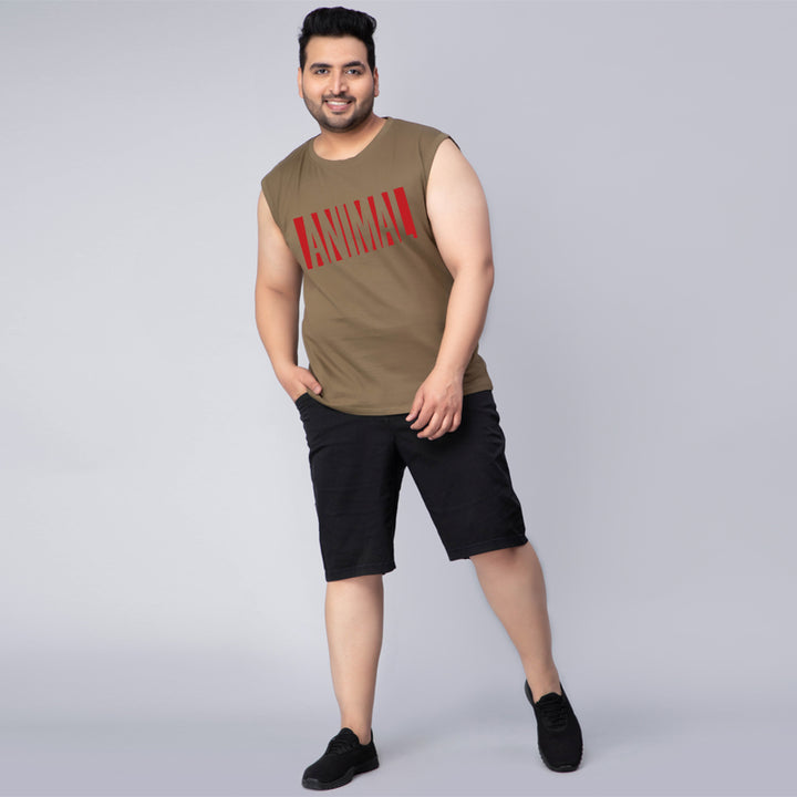 animal badge font gym sleeveless vest