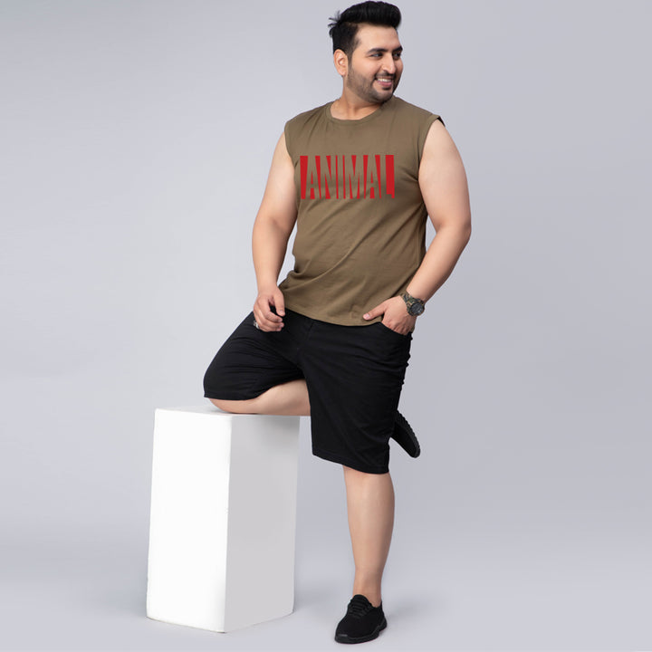 animal badge font gym sleeveless vest