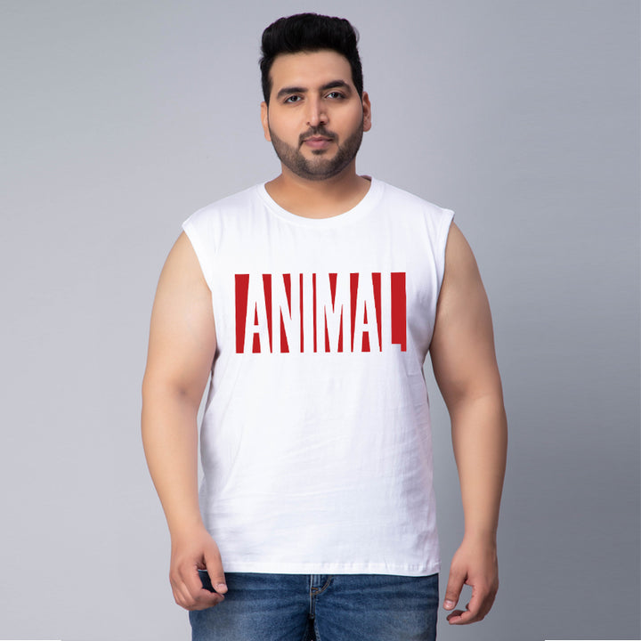 animal badge font gym sleeveless vest