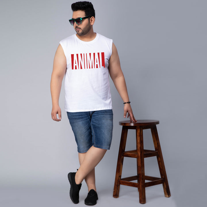 animal badge font gym sleeveless vest