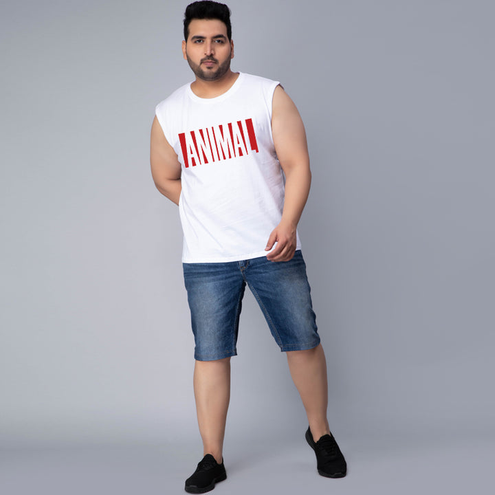 animal badge font gym sleeveless vest