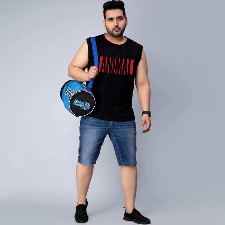 animal badge font gym sleeveless vest