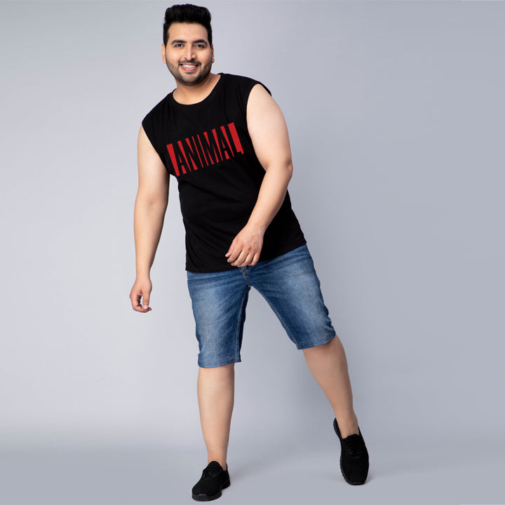 animal badge font gym sleeveless vest