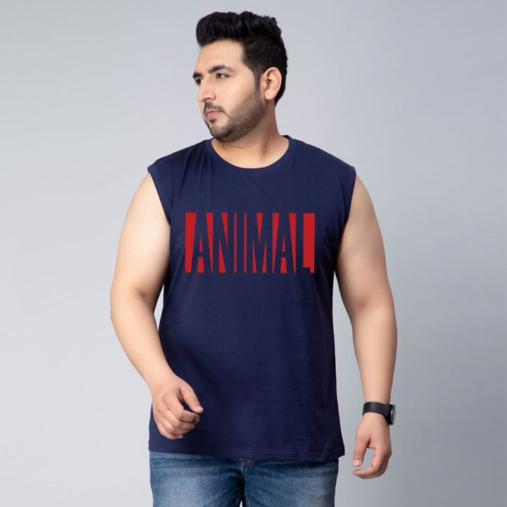 animal badge font gym sleeveless vest