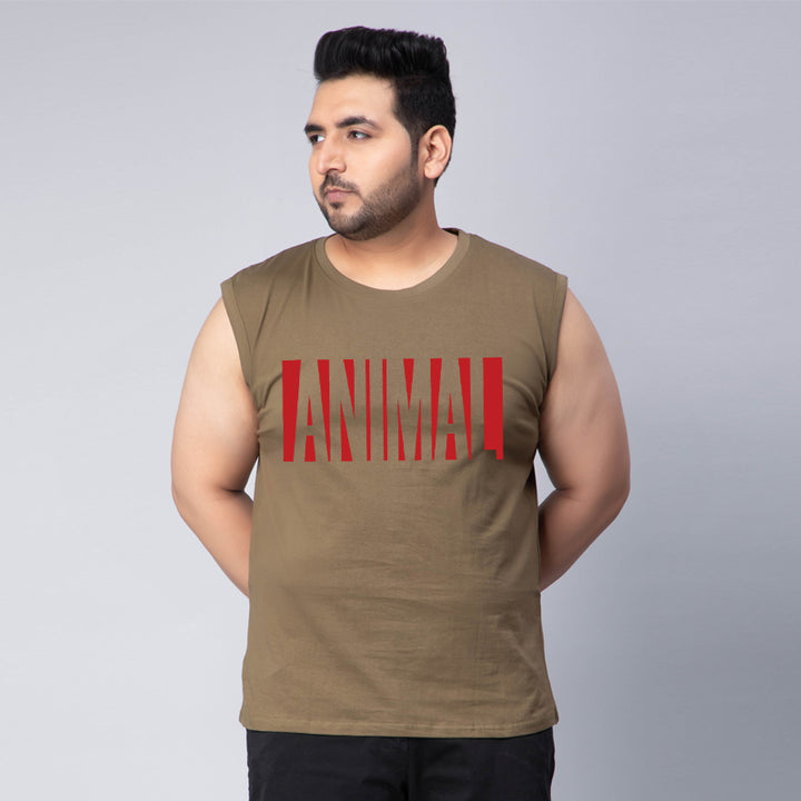 animal badge font gym sleeveless vest